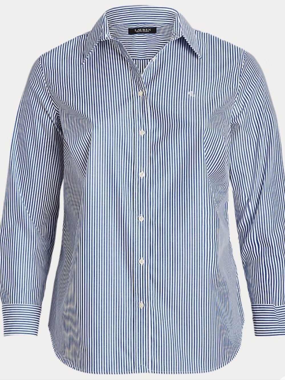 Ralph Lauren Blue & White Vertical Stripe Dress Shirt Sz 1X NWT